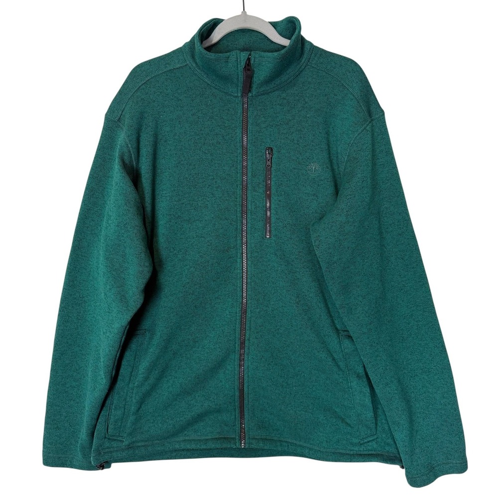 Timberland Jacket Mens XL Green‎ Fleece Full Zip Chest Pocket Outdoor Hiking